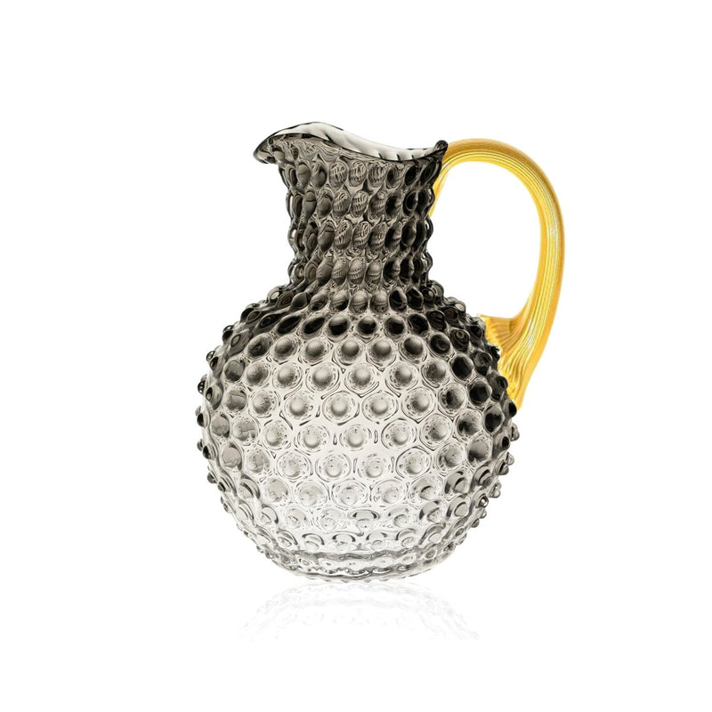 Underlay Black Smoke Hobnail Jug with Shiny Gold Handle - KLIMCHI