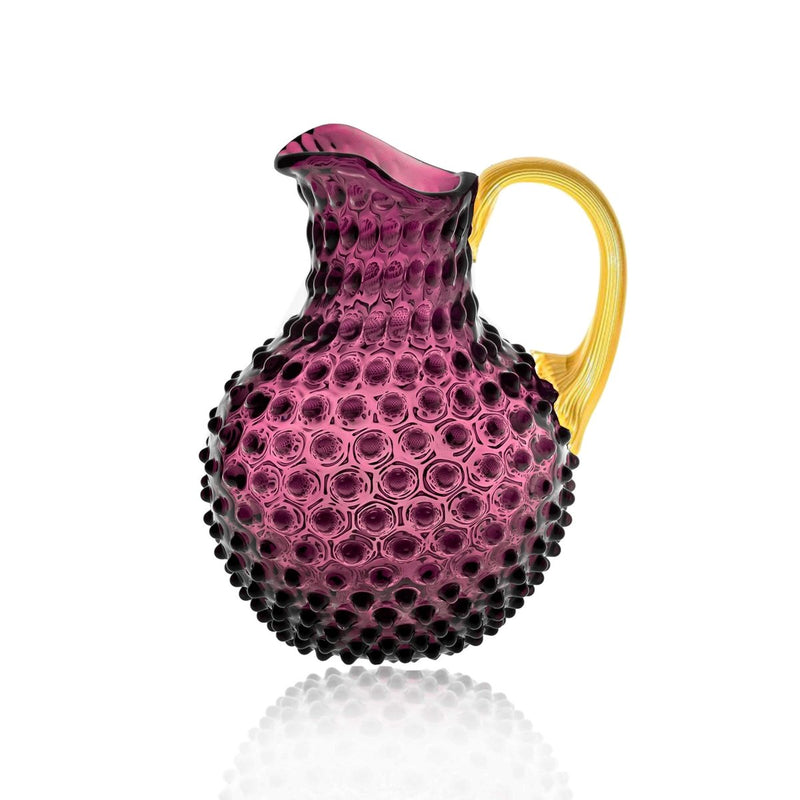 Violet Hobnail Jug with Shiny Gold Handle - KLIMCHI