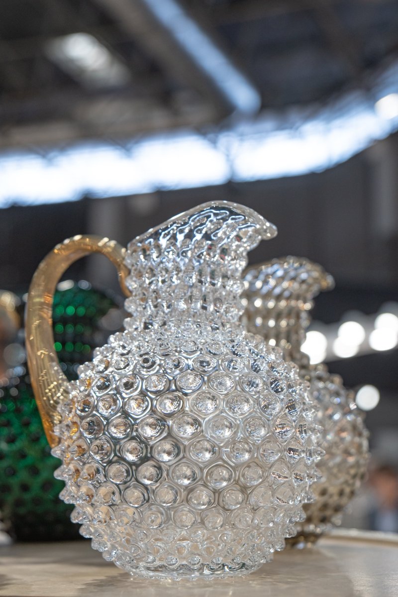 Crystal Hobnail Jug with Gold Handle - KLIMCHI