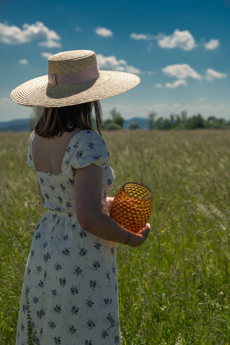 Amber Egg Hobnail Vase - KLIMCHI